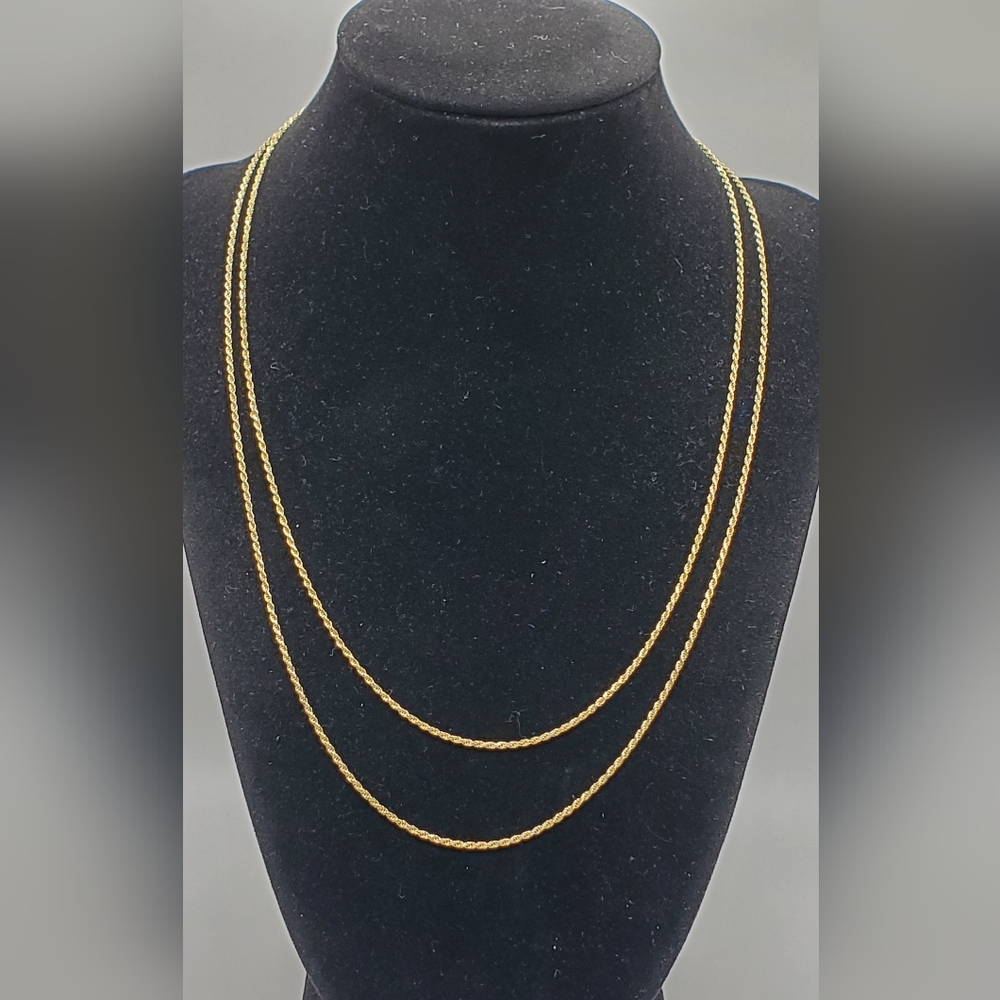 14K Gold Over 925 Sterling Silver Rope Chain 1.3mm 18/20" Womens Italy, NEW
